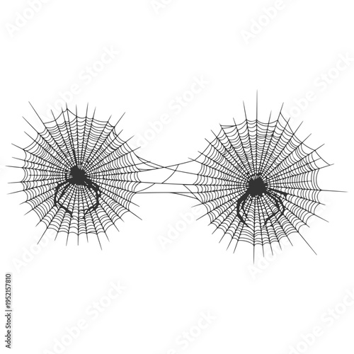 Realistic spider web vector illustration set isolated on transparent background. Creepy cobweb corner decoration for Halloween design, spooky gothic gothic aesthetic, hand-drawn net pattern graphic.