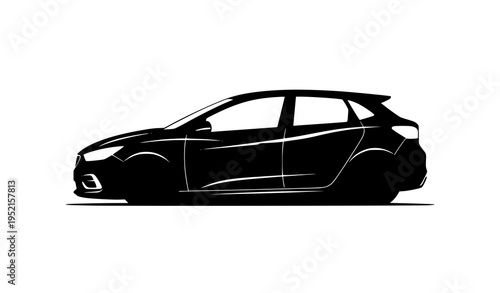 Sleek hatchback car silhouette vector with modern side profile clean automotive illustration
