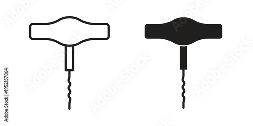 Corkscrew icon clipart symbol isolated on white background. Flat and stroke designs.