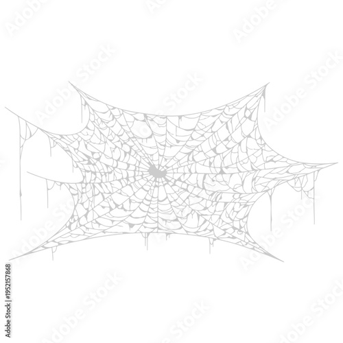 Realistic spider web vector illustration set isolated on transparent background. Creepy cobweb corner decoration for Halloween design, spooky gothic gothic aesthetic, hand-drawn net pattern graphic.