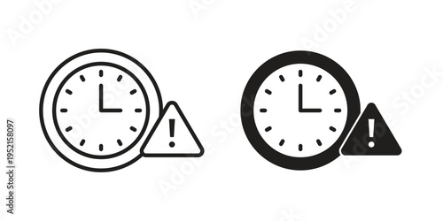 Delay icon clipart symbol isolated on white background. Flat and stroke designs.