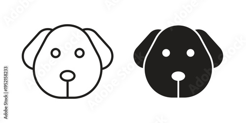 Dog face icon clipart symbol isolated on white background. Flat and stroke designs.