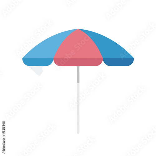 A vibrant beach umbrella, providing shade and relaxation.