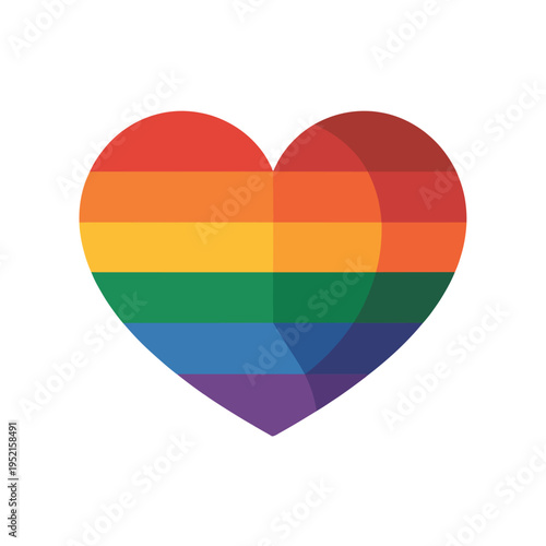 A colorful heart design with rainbow stripes symbolizing love and unity.