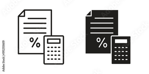 Estimate icon clipart symbol isolated on white background. Flat and stroke designs.