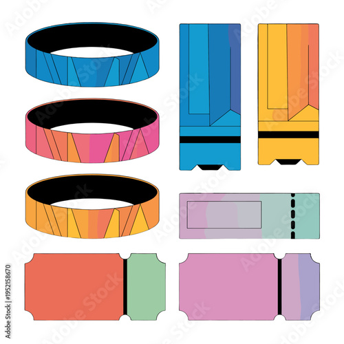Colorful wristbands and tickets, ready for an event.