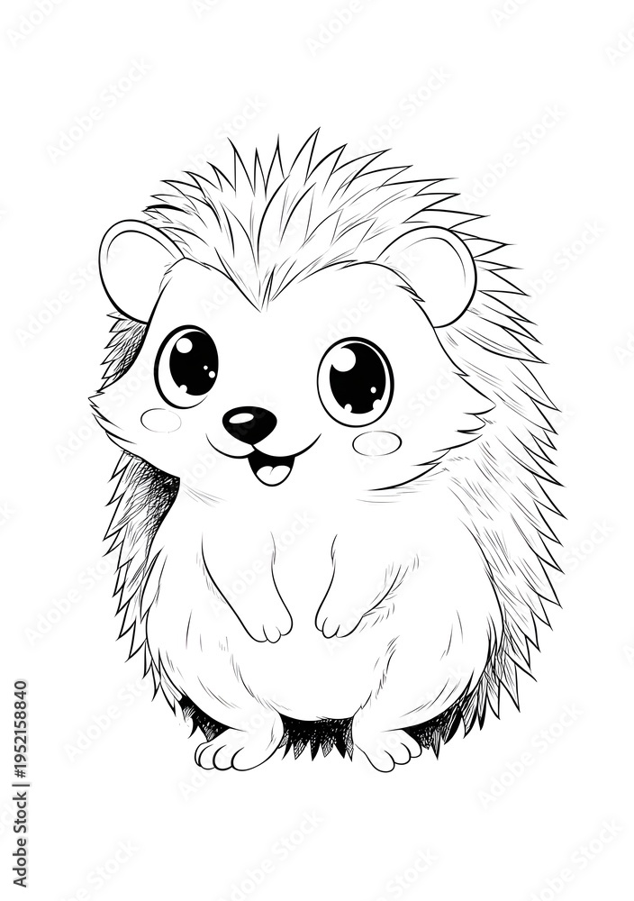 Obraz premium A cute hedgehog coloring page.