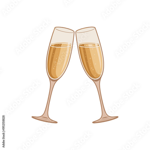 Two champagne glasses clinking in a celebratory toast.