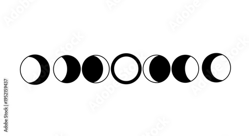 Phases of the moon lunar cycle illustration
