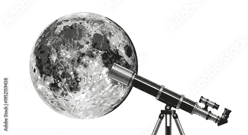 Telescope viewing the moon in space astronomy