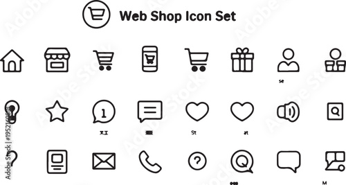 Clean and Versatile Minimalist Web Shop Icon Set Essential Graphics for Online Stores and E-commerce Platforms