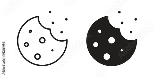 Cookie icon in black and white. clipart and line style icons