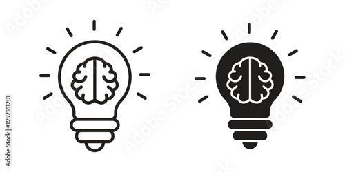 Creative idea icon in black and white. clipart and line style icons