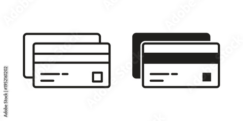 Credit card icon in black and white. clipart and line style icons