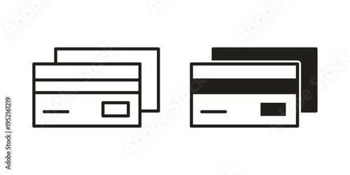 Credit card icon in black and white. clipart and line style icons