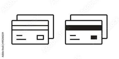 Credit card icon in black and white. clipart and line style icons