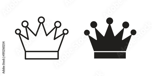 Crown icon in black and white. clipart and line style icons