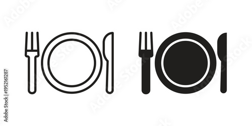 Cutlery icon in black and white. clipart and line style icons