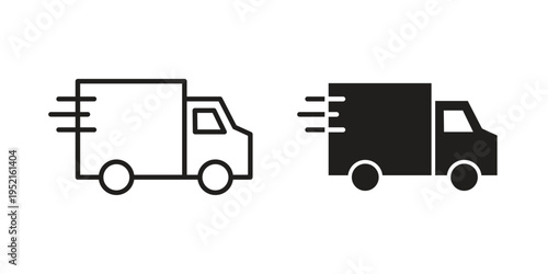Delivery icon in black and white. clipart and line style icons