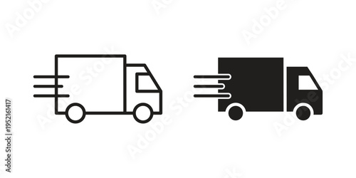 Delivery icon in black and white. clipart and line style icons