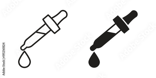 Dropper icon in black and white. clipart and line style icons
