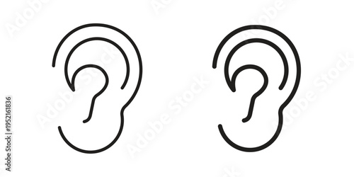 Ear icon in black and white. clipart and line style icons