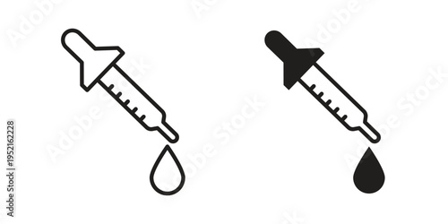Eye dropper icon in black and white. clipart and line style icons