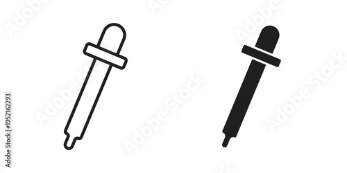Eye dropper icon in black and white. clipart and line style icons
