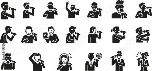 Singers and musicians icons set