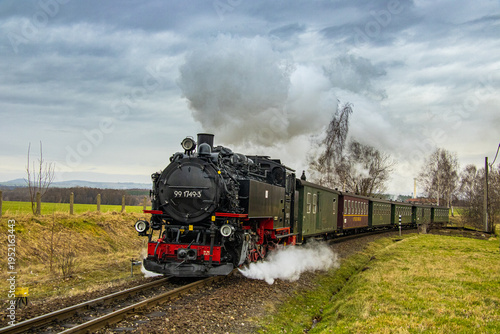 German narrow-gauge steam locomotive in the Zittau mountains