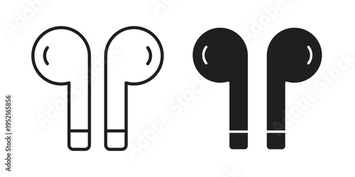 Earbuds icon set, logo vector eps10