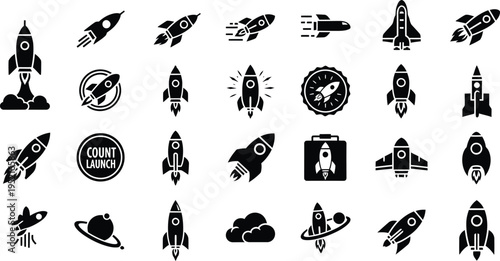 Rocket icons - space exploration and launch collection