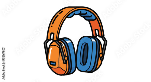 Orange and blue wireless headphones.