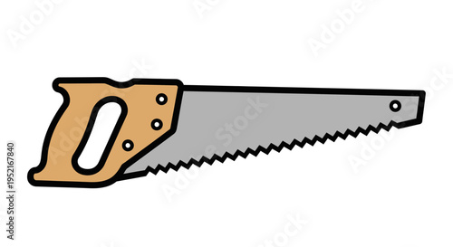 Hand saw with wooden handle.