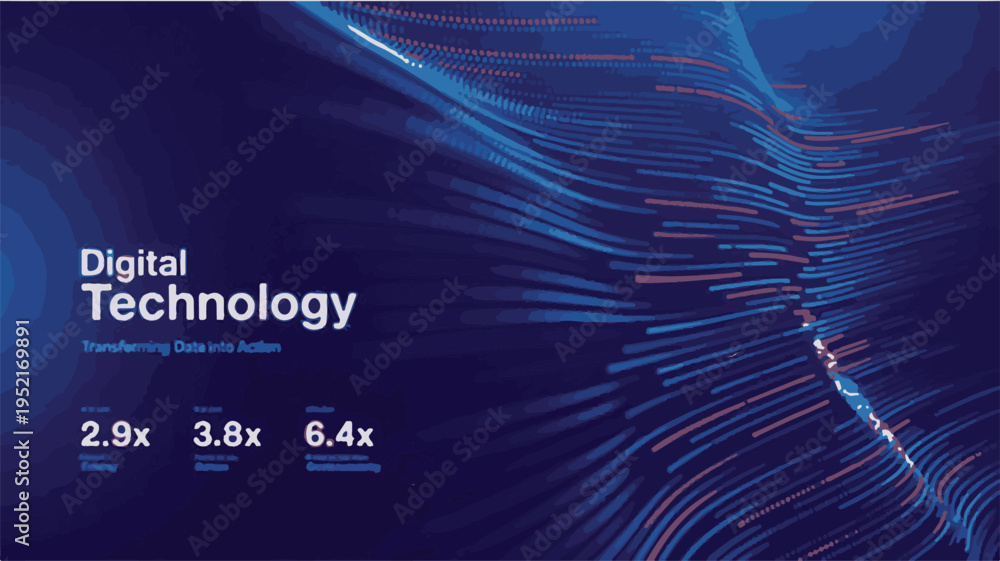 Fototapeta premium Digital Technology Concept With Data Streams And Growth Metrics vector illustration