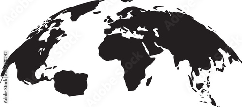 world map globe silhouette black white geographic vector illustration