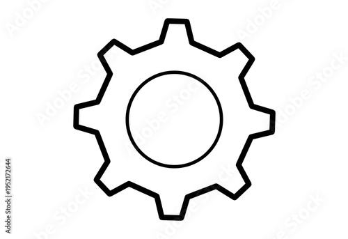 Photos black simple repair gear cog icon with plain circle isolated on transparent back