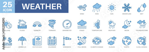 weather icon set, snowflake, temperature, weather news ,climate change, and global warming. Simple vector symbols collection suitable for symbols and more