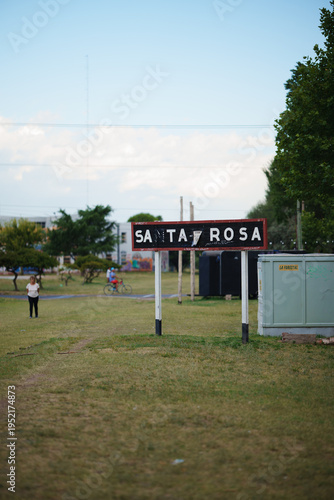 23 feb 2026 Santa Rosa Argentina - Old abandoned train station Sign reading 
