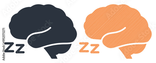 Two stylized brains, one dark and one orange, with 'zz' symbols indicating sleep or rest.