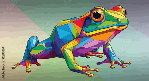 Foto Colorful Frog Closeup Side View.