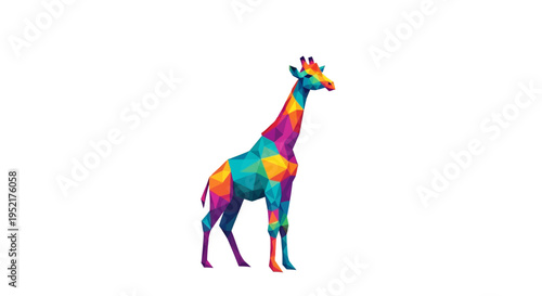 Colorful Giraffe Standing Alone Profile.