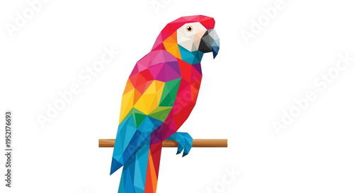 Colorful Parrot Perched on Branch Alone.
