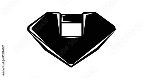 Abstract Black Diamond Shape Icon with White Center - Modern Geometric Symbol