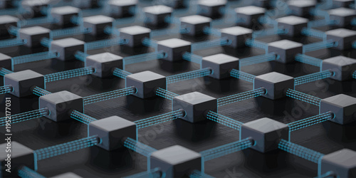 Futuristic Digital Dark Block Mesh and Connection