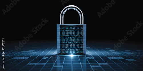 Data Security Padlock Made of Binary Code