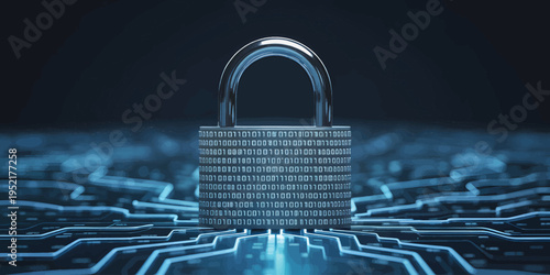 Futuristic Digital Data Lock and Security Concept