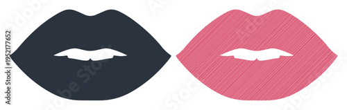 Two stylized lips, one dark and one pink, symbolizing communication and expression