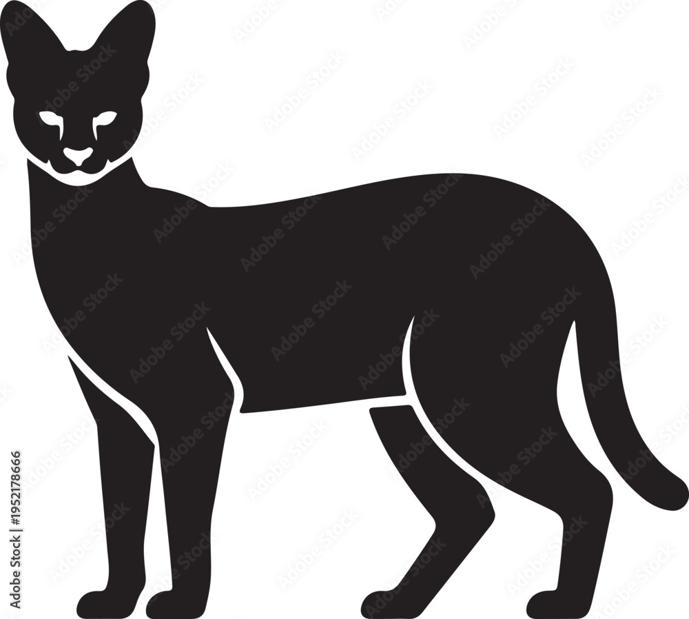 Fototapeta premium Black Serval Silhouette Icon Design