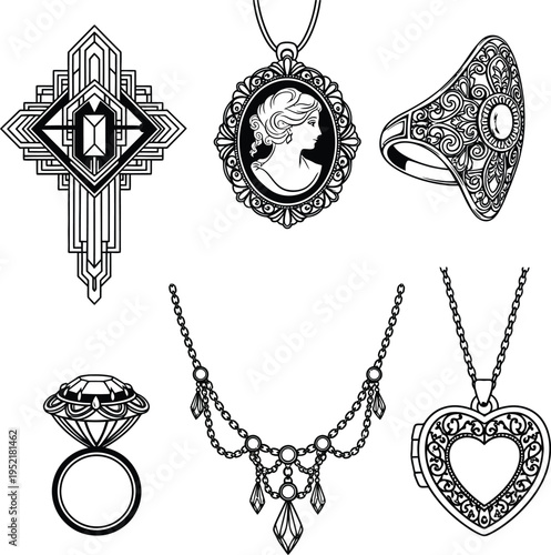 Collection of six exquisite jewelry pieces